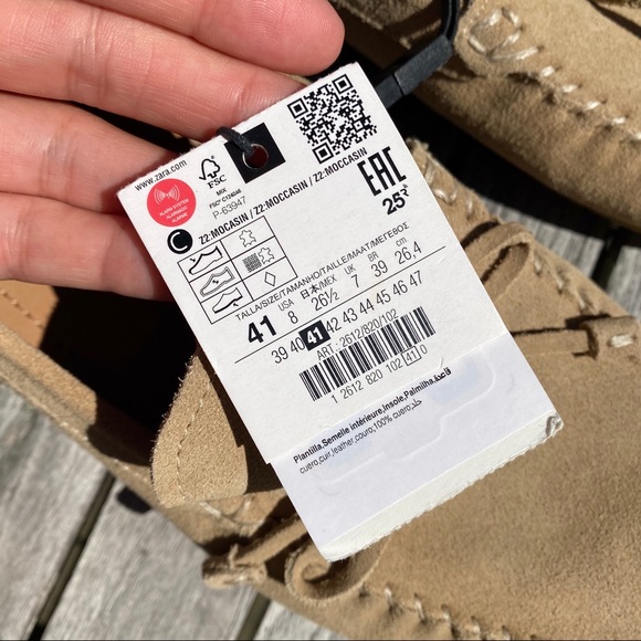 🍂 ZARA TAN SUEDE LEATHER STITCHED MOCCASINS! - Picture 11 of 16